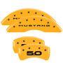 MGP 10200SM52YL - 4 Caliper Covers Engraved Front 2015/Mustang Engraved Rear 2015/50 Yellow finish black ch MGP 10200SM52YL - 4 Caliper Covers Engraved Front 2015/Mustang Engraved Rear 2015/50 Yellow finish black ch