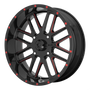 MSA Offroad Wheels M35-022737R - M35 Bandit 22X7 Gloss Black Milled With Red Tint