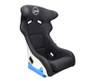NRG FRP-600WT - FRP Bucket Seat - White Finish with Arrow Embroidery And Blue Side Mount Bracket