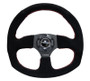 NRG RST-009S-RS - Reinforced Steering Wheel (320mm Horizontal / 330mm Vertical) Suede w/Red Stitch