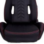 NRG RSC-800L/R - Sport Seats (Pair) Cloth w/ Logo &  Arrow Cushion Imprint - Black w/Red Stitch
