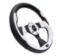 NRG RST-001WT - Reinforced Steering Wheel (320mm) Blk w/White Trim & 4mm 3-Spoke