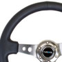 NRG RST-006GM - Reinforced Steering Wheel (350mm / 3in. Deep) Blk Leather w/Gunmetal Circle Cutout Spokes