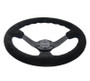 NRG RST-036MB-S-BL - Reinforced Steering Wheel (350mm / 3in. Deep) Blk Suede/Blue BBall Stitch w/5mm Matte Blk Spokes