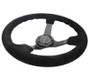 NRG RST-036MB-S-BL - Reinforced Steering Wheel (350mm / 3in. Deep) Blk Suede/Blue BBall Stitch w/5mm Matte Blk Spokes