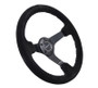 NRG RST-036MB-S-SL - Reinforced Steering Wheel (350mm / 3in. Deep) Blk Suede/Silver BBall Stitch w/5mm Mt. Blk Spokes