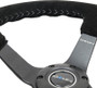 NRG RST-036MB-S-SL - Reinforced Steering Wheel (350mm / 3in. Deep) Blk Suede/Silver BBall Stitch w/5mm Mt. Blk Spokes