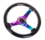 NRG RST-036MF-BK - Reinforced Steering Wheel (350mm / 3in Deep) Minty Fresh Wood Grain w/Black 3-Spoke Center