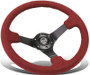 NRG RST-036MB-BUA - Reinforced Steering Wheel (350mm/ 3in. Deep) Black Spoke/ Burgundy Alcantara w/ Black Stitch