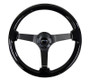 NRG RST-036BK-BK - Reinforced Steering Wheel (350mm / 3in. Deep) Black w/Black Chrome Solid 3-Spoke Center