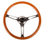 NRG RST-360SL - Reinforced Steering Wheel (360mm) Classic Wood Grain w/Chrome Cutout 3-Spoke Center