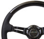 NRG ST-010CFBS - Carbon Fiber Steering Wheel (350mm / 1.5in. Deep) Leather Trim w/Blk Stitch & Slit Cutout Spokes