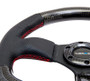 NRG ST-009CFRS - Carbon Fiber Steering Wheel (320mm) Flat Bottom & Leather Trim w/Red Stitching