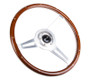 NRG ST-380SL - Classic Wood Grain Steering Wheel (365mm) Wood w/Metal Inserts & Brushed Alum. 3-Spoke Center