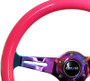 NRG ST-015MC-NPK - Classic Wood Grain Steering Wheel (350mm) Neon Pink Painted Grip w/Neochrome 3-Spoke Center