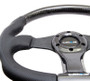 NRG ST-013CFBK - Carbon Fiber Steering Wheel (350mm) Oval Shape Black w/Leather Trim