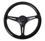 NRG ST-015BK-BK - Classic Wood Grain Steering Wheel (350mm) Black Paint Grip w/Black 3-Spoke Center