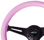 NRG ST-015BK-PK - Classic Wood Grain Steering Wheel (350mm) Solid Pink Painted Grip w/Black 3-Spoke Center