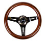 NRG ST-310BRB-BK - Classic Wood Grain Steering Wheel (310mm) Dark Wood & Black Line Inlay w/Blk Chrome 3-Spoke Ctr