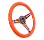 NRG ST-015MC-NOR - Classic Wood Grain Steering Wheel (350mm) Neon Orange Color w/Neochrome Spokes