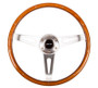 NRG ST-065 - Classic Wood Grain Steering Wheel (365mm) Wood w/Metal Accents & Polished Alum. 3-Spoke Center