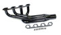Schoenfeld F235V - Headers - Pro Four - 1.625 to 1.75 in Primary - 3 in Collector - Gaskets / Hardware Included - Steel - Black Paint - Through Firewall - Mustang II / Pinto - Ford 2300 - Each