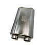 Stainless Bros 616-06323-2250 - 17in OAL 2.5in Thin Oval SS304 Polished Finish Muffler - 2.5in Dual In/Dual Out