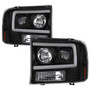 Spyder 5084491 - 99-04 Ford F250 Super Duty Projector Headlights - Light Bar - Black PRO-YD-FF25099V2-LB-BK