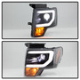 Spyder 5087577 - Ford F150 09-14 Halogen Light Bar Projector Headlights Black PRO-YD-FF15009PL-BK