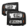 Spyder 9032998 - Xtune Ford F250 F350 F450 Superduty Excursion 99-04 Headlights Black HD-JH-FF25099-HA-BK