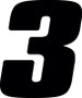 Hardline DD43B-3 - Dirt Digits 3pk 4 in. - High Gloss Number 3 - Black