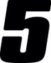 Hardline DD43B-5 - Dirt Digits 3pk 4 in. - High Gloss Number 5 - Black