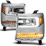Anzo 111625A - 16-18 Chevy Silverado1500 (Factory HID Models) LED Prj Light Bar Style Headlights Chrome - Pair