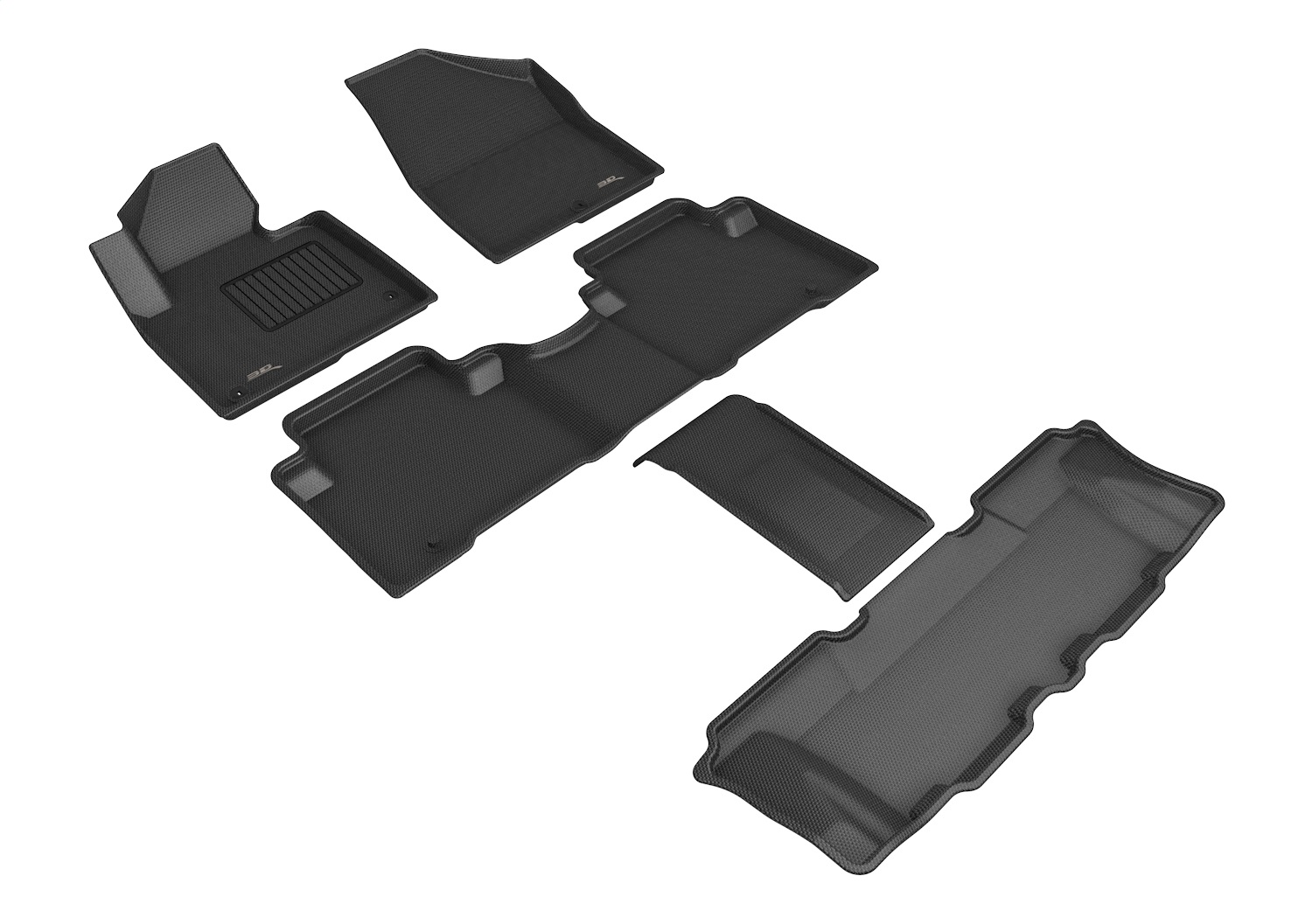 3D MAXpider L1HY02801509 - 2013-2019 Hyundai Santa Fe/Santa Fe Xl Kagu 1st & 2nd & 3rd Row Floormats - Black