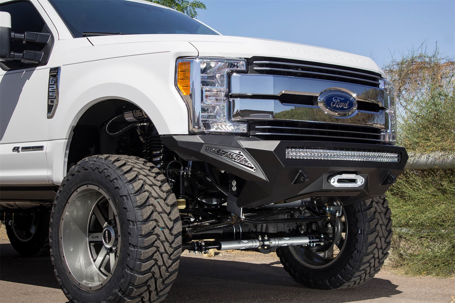 Addictive Desert Designs F161202860103 - 17-18 Ford F-250 Super Duty Stealth Fighter Front Bumper w/ Winch Mounts