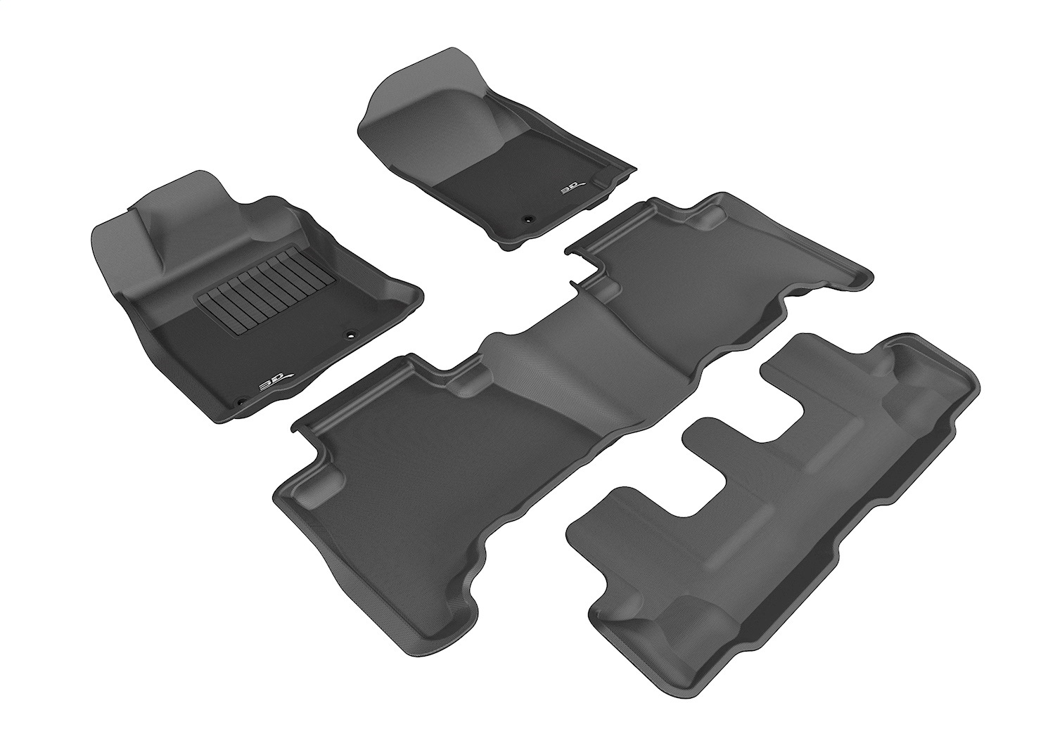 3D MAXpider L1TY12801509 - KAGU Floor Mat; Black; 4 pc.; 2 pc. Front Row; 1 pc. 2nd Row; 1 pc. 3rd Row;