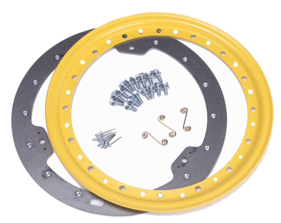 Aero Race Wheels 54-500007 - Beadlock Ring - Weld-On Inner Ring - Hardware Included - Steel - Yellow Paint - 15 in Wheels - Kit