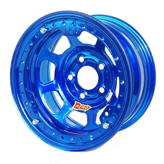 Aero Race Wheels 53-985040BLU - 15x8 4in 5.00 Blue Chrome Beadlock Wheel