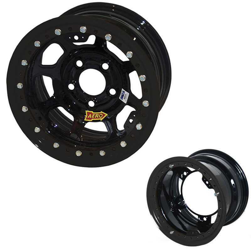Aero Race Wheels 53-185010B - Wheel 15x8 1in B/S Black w/ Black Ring Aero Race Wheels 53-185010B - Wheel 15x8 1in B/S Black w/ Black Ring