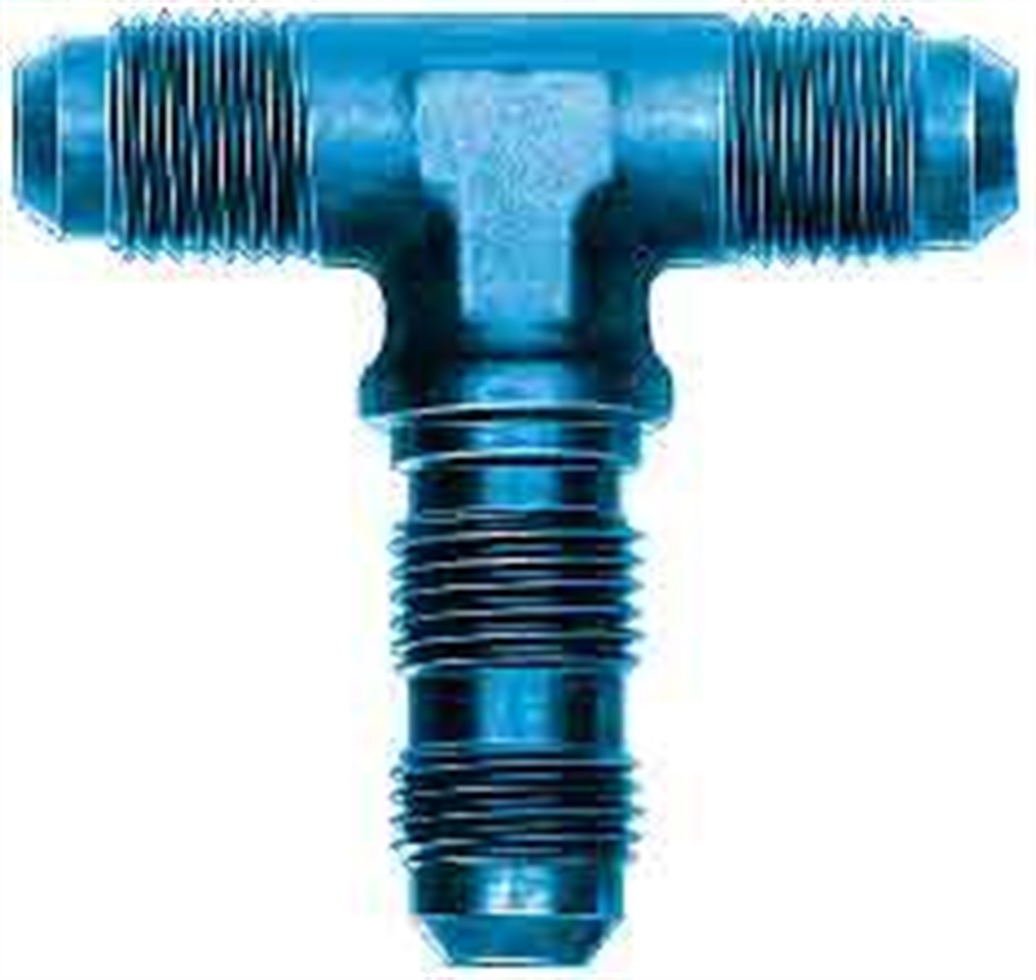 Aeroquip FCM2808 - Fitting - Bulkhead Tee - 3 AN Male x 3 AN Male x 3 AN Male Bulkhead - Aluminum - Blue Anodized - Each