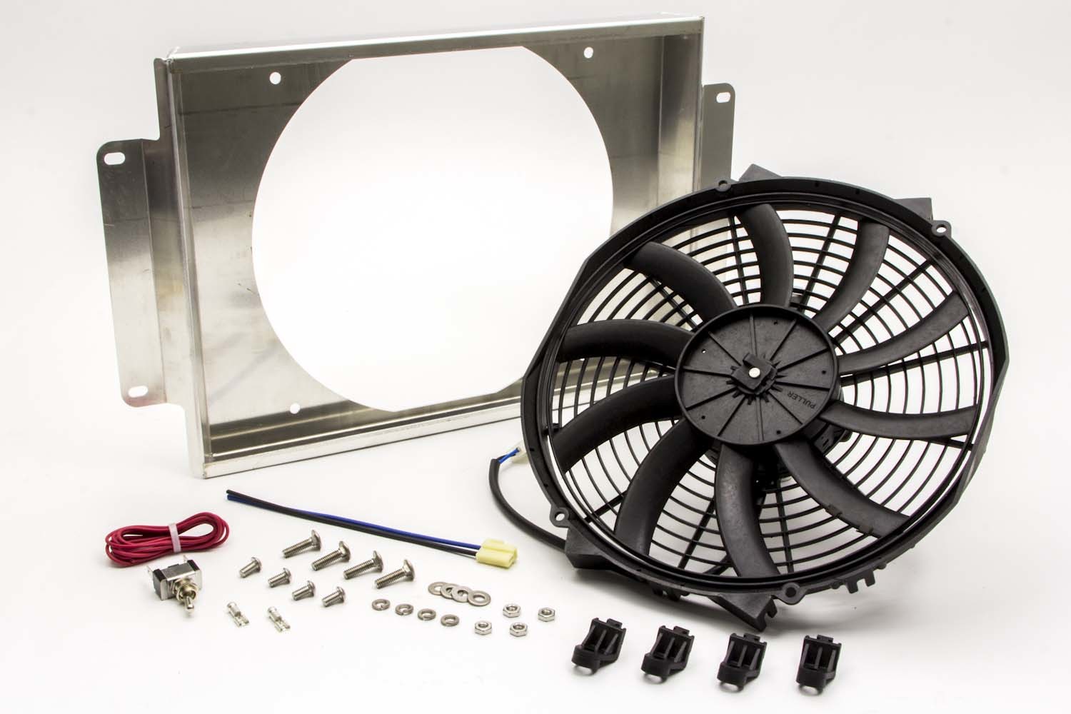 Afco Racing Products 80104NFAN - Electric Cooling Fan - 12 in Fan - Puller - 1155 CFM - 12V - Curve Blade - 21.25 x 12.688 in - 4 in Thick - Aluminum Shroud - Plastic - Black - Kit Afco Racing Products 80104NFAN - Electric Cooling Fan - 12 in Fan - Puller - 1155 CFM - 12V - Curve Blade - 21.25 x 12.688 in - 4 in Thick - Aluminum Shroud - Plastic - Black - Kit