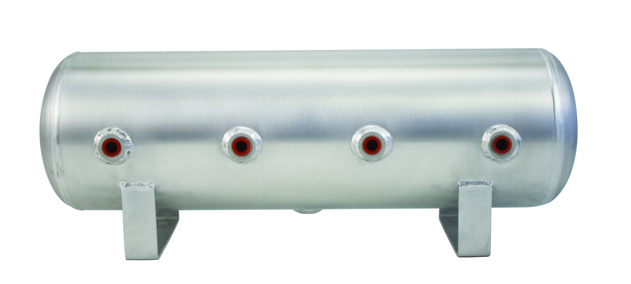 Air Lift 11958 - 2.5 Gallon Aluminum Air Tank; (4) 1/4 in. face ports; 6 in. D X 20 in. L, light weight, 200PSI maximum operating pressure Air Lift 11958 - 2.5 Gallon Aluminum Air Tank; (4) 1/4 in. face ports; 6 in. D X 20 in. L, light weight, 200PSI maximum operating pressure