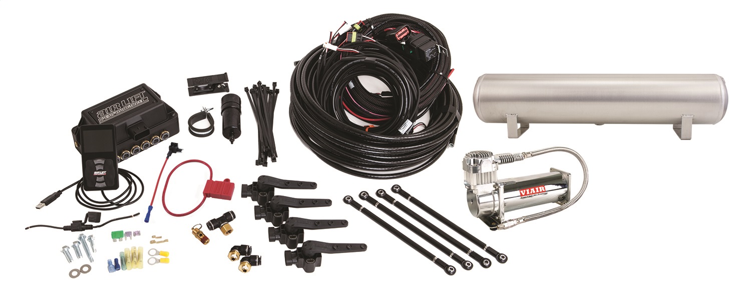 Air Lift 27697 - Performance 3H (3/8 Air Line 4 Gal 5-Port  Raw Aluminum Tank VIAIR 444C Comp)