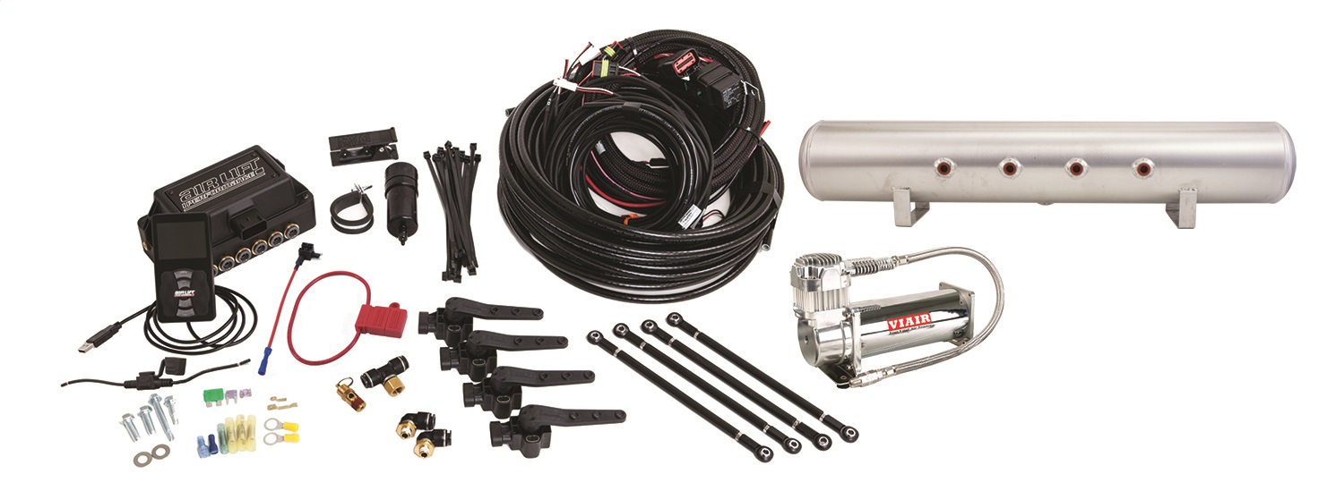 Air Lift 27693 - Performance 3H (1/4 Air Line 5 Gal  Raw Aluminum Tank VIAIR 444C Comp)