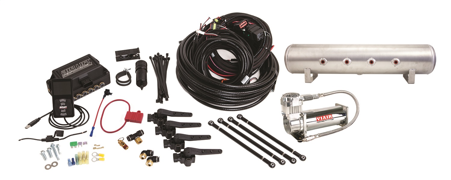 Air Lift 27694 - Performance 3H (1/4 Air Line 4 Gal 7-Port  Raw Aluminum Tank VIAIR 444C Comp)