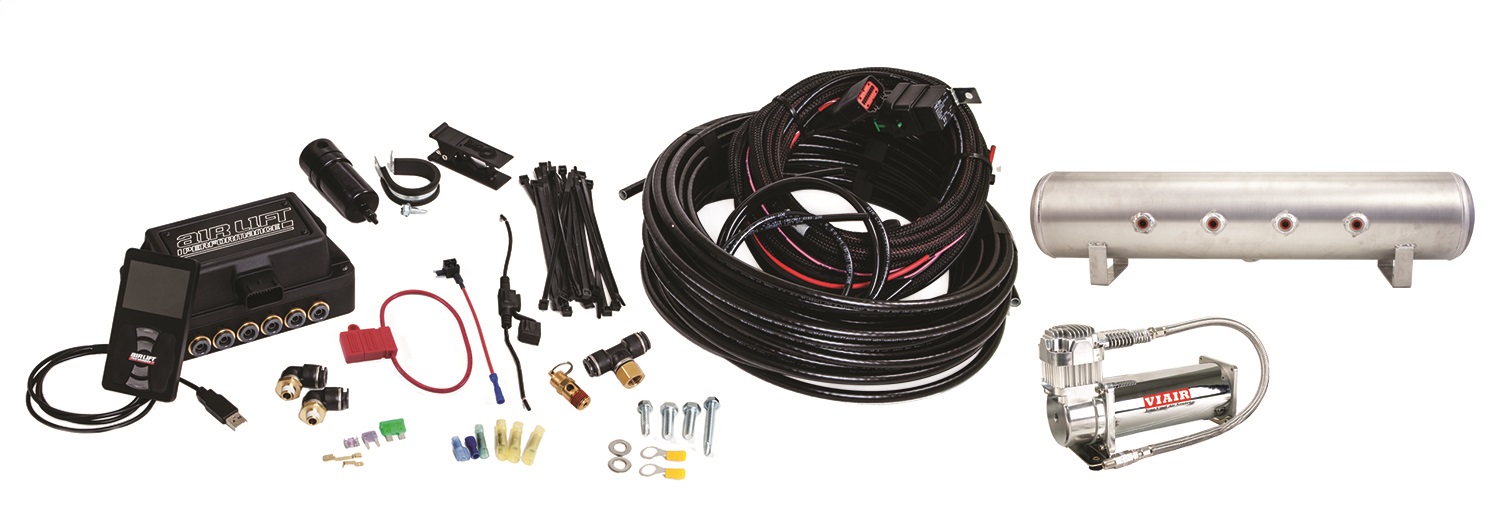 Air Lift 27689 - Performance 3P (3/8 Air Line 4 Gal 7-Port  Raw Aluminum Tank VIAIR 444C Comp)