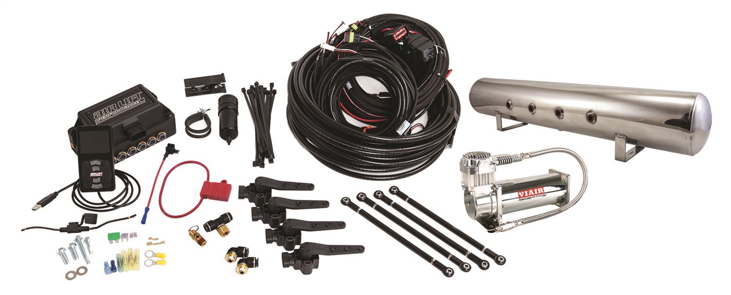 Air Lift 27793 - Performance 3H (1/4 Air Line 5 Gal  Polished Aluminum Tank VIAIR 444C Comp)