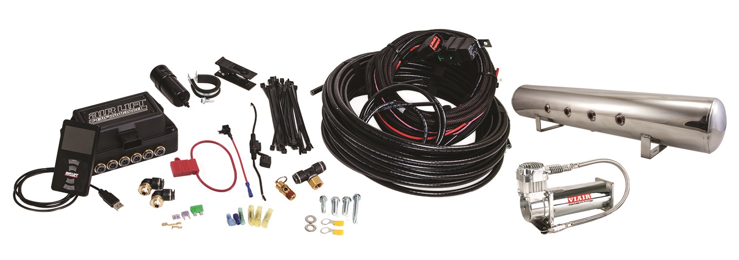 Air Lift 27783 - Performance 3P .25in Air Line, 5 Gallon Lightweight Polished Aluminum Tank, VIAIR 444C Compressor