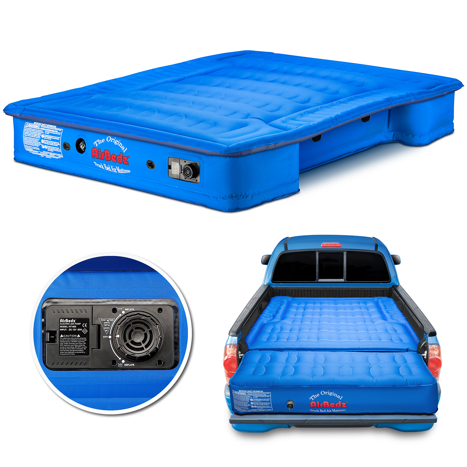 Airbedz PPI-104 - by Pittman Outdoors - PPI 104 Full Size 5.5'-5.8' Short Bed with Built-in Rechargeable Battery Air Pump - The Original Truck Bed Air Mattress INCLUDES TAILGATE EXTENSION AIR MATTRESS