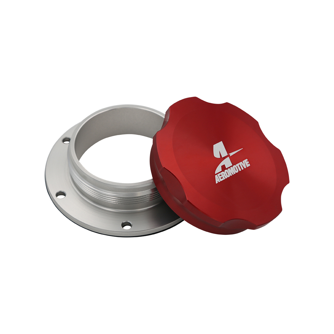 Aeromotive 18729 - Fillcap, Screw-on, 3-inch, Flanged, 6-Bolt, Red Aeromotive 18729 - Fillcap, Screw-on, 3-inch, Flanged, 6-Bolt, Red